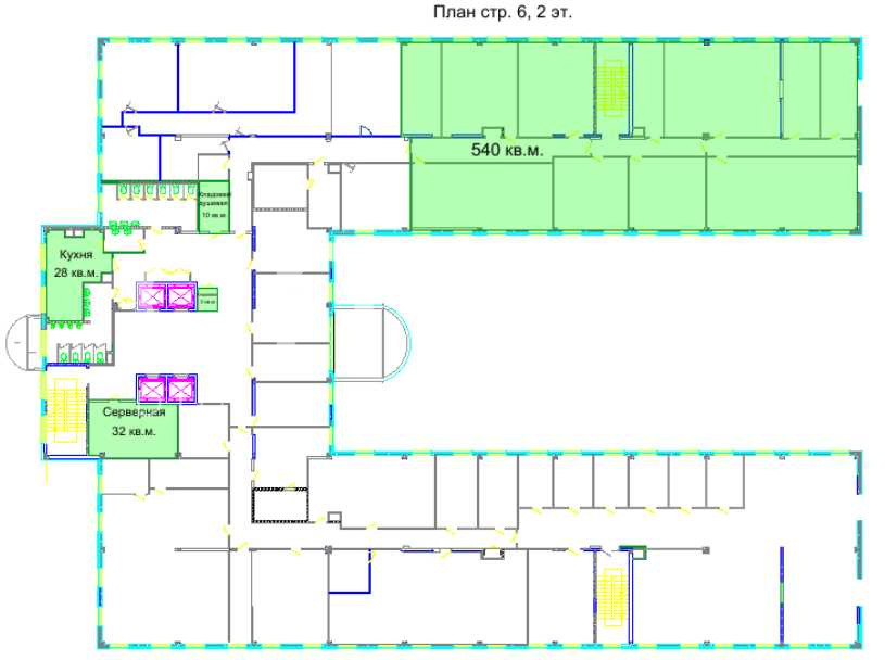 Планировка офиса 738.3 м², 2 этаж, Бизнес-центр «Отрадный»